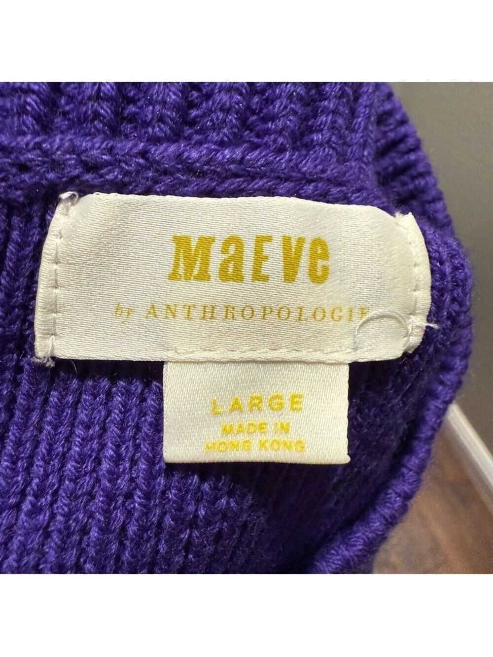 ANTHROPOLOGIE Maeve Kiara wool blend purple sweater. Size L - Picture 6 of 7